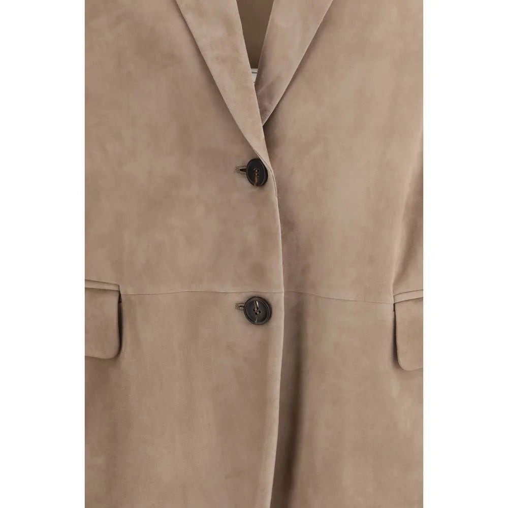 Brunello Cucinelli Beige Calf Leather Bos Taurus Coat - IT42 | L