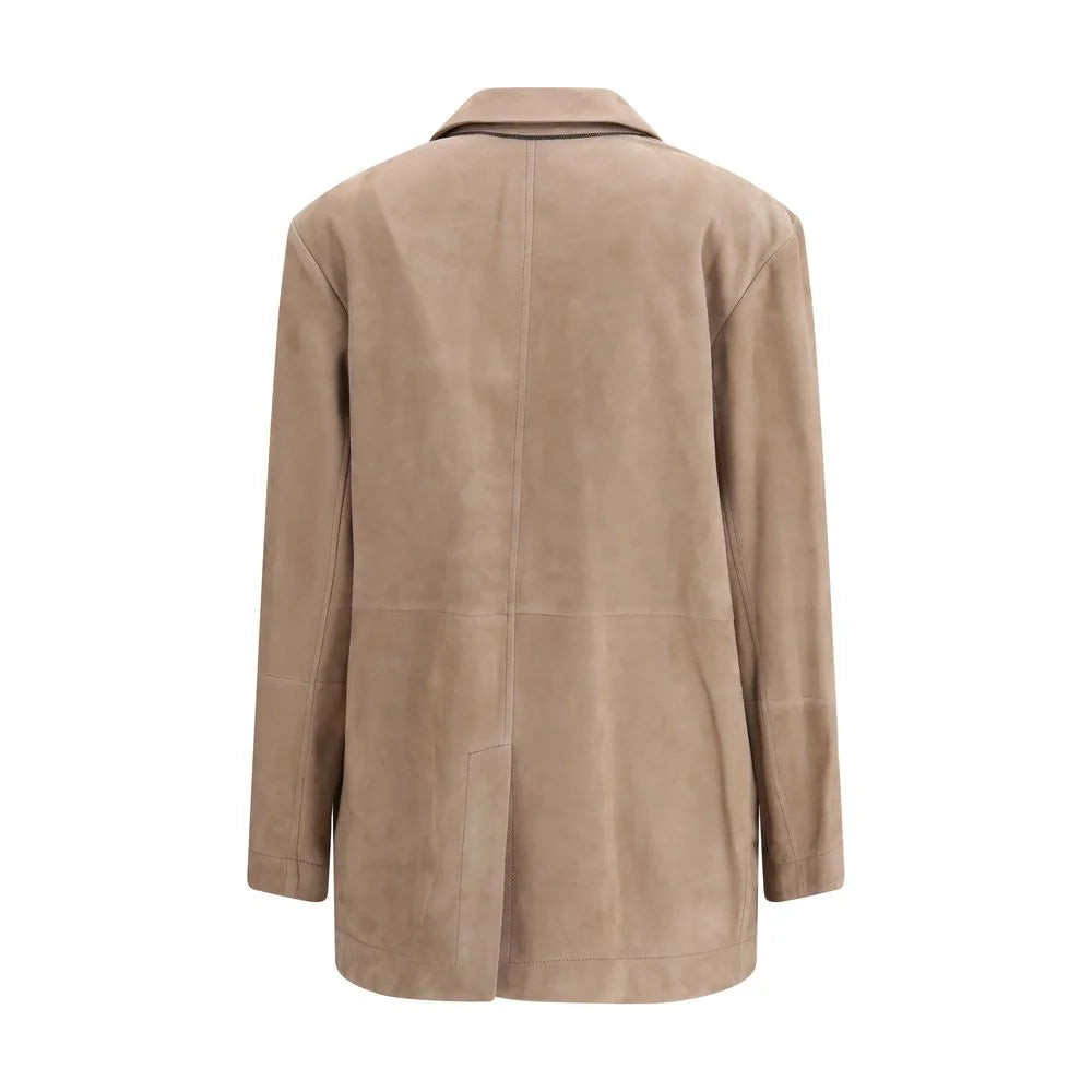 Brunello Cucinelli Beige Calf Leather Bos Taurus Coat - IT42 | L