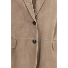 Brunello Cucinelli Beige Calf Leather Bos Taurus Coat - IT42 | L
