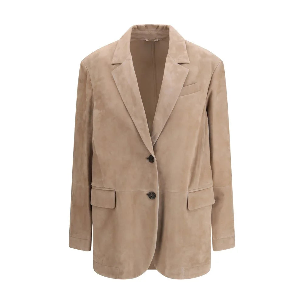 Brunello Cucinelli Beige Calf Leather Bos Taurus Coat - IT42 | L