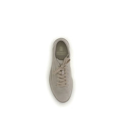 Brunello Cucinelli Beige Calf Leather Bos Taurus Low Top Sneakers
