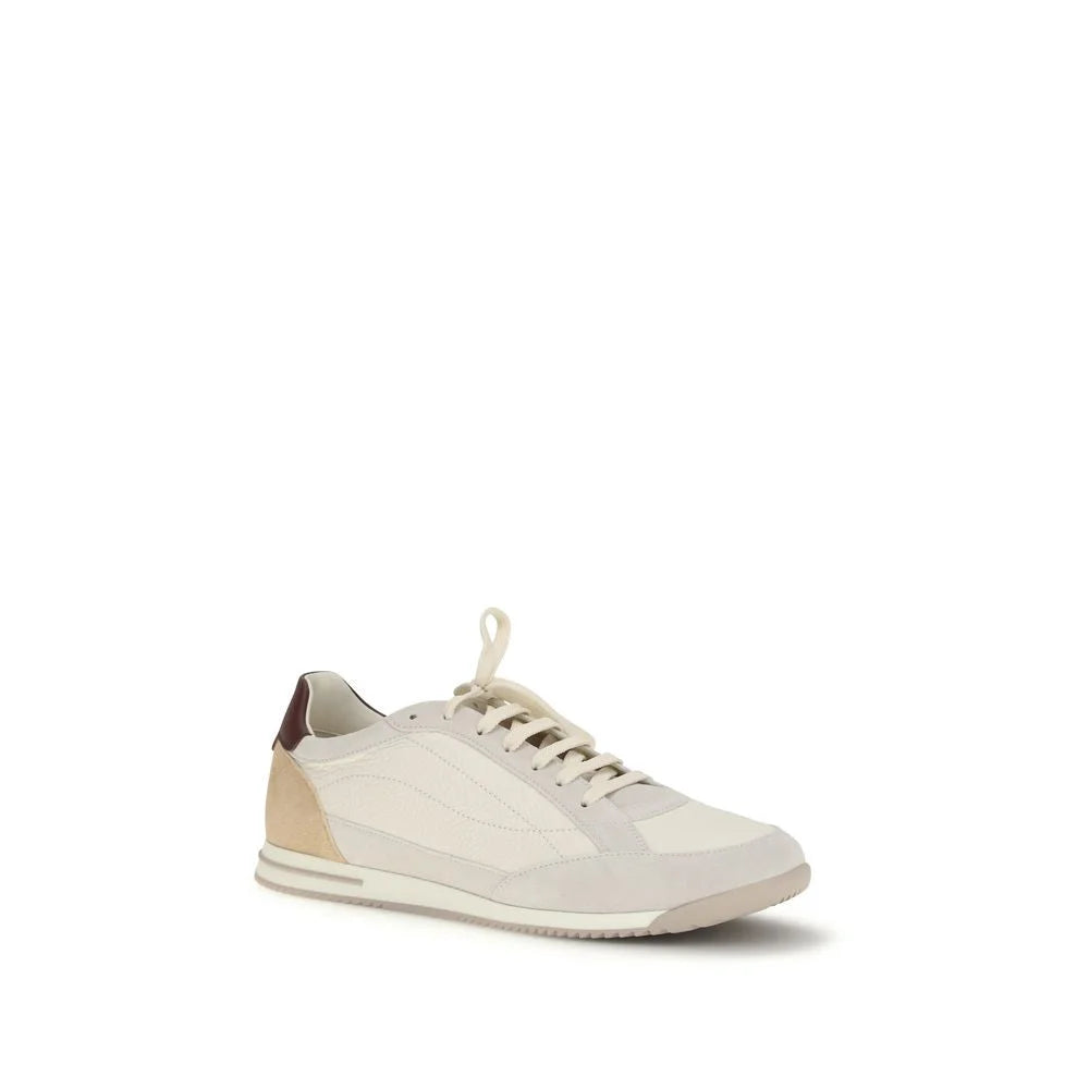 Brunello Cucinelli Beige Calf Leather Bos Taurus Sneakers - EU46/US13