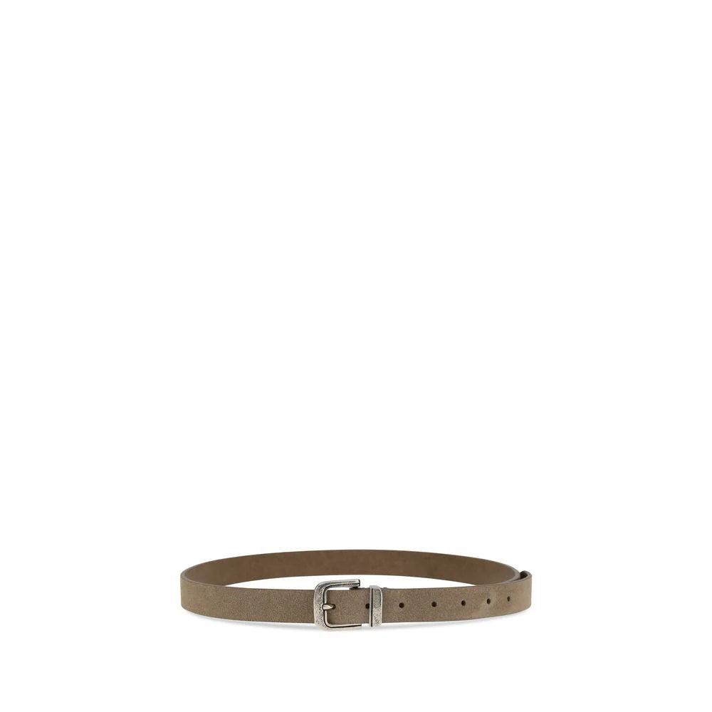 Brunello Cucinelli Beige Calf Leather Bos Taurus Thin Belt