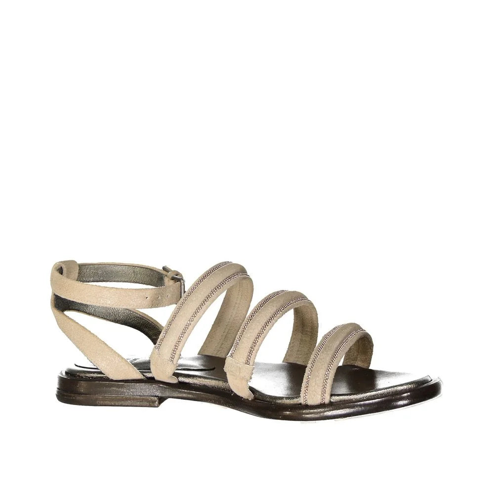 Brunello Cucinelli Beige Calfskin Flat Sandals - EU38/US8