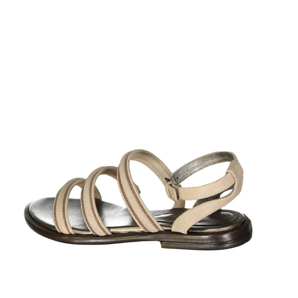 Brunello Cucinelli Beige Calfskin Flat Sandals - EU38/US8