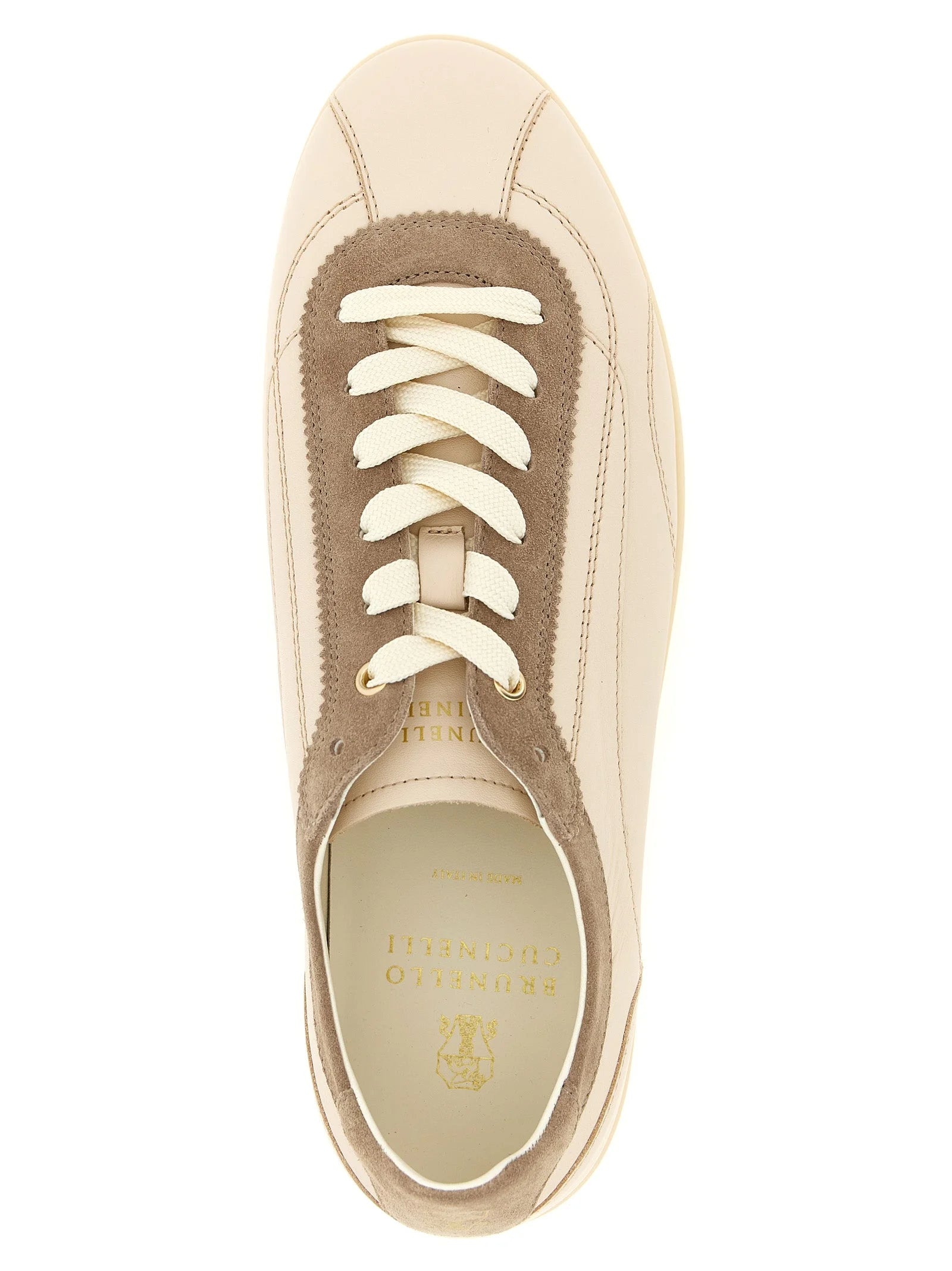 Brunello Cucinelli Beige Calfskin Low Top Sneakers