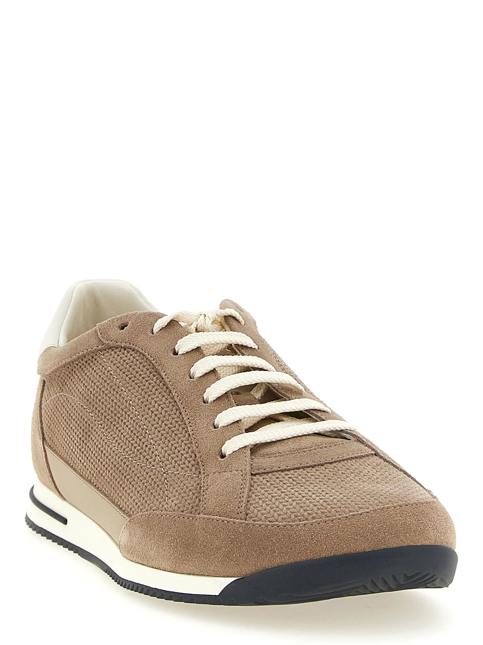 Brunello Cucinelli Beige Calfskin Low Top Sneakers