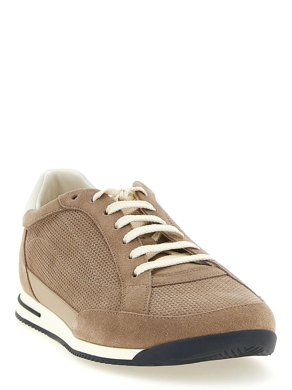 Brunello Cucinelli Beige Calfskin Low Top Sneakers