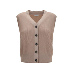 Brunello Cucinelli Beige Cashmere Sleeveles Sweater - XL