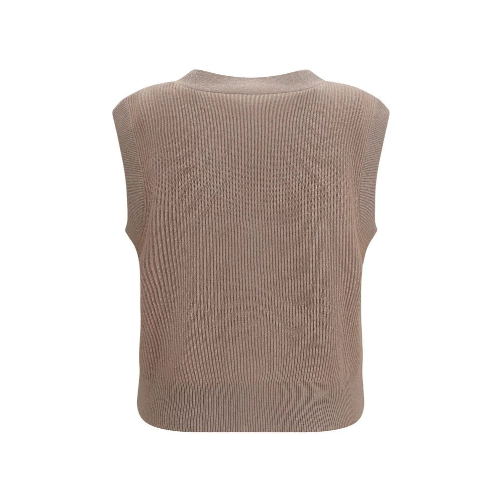 Brunello Cucinelli Beige Cashmere Sleeveles Sweater - XL