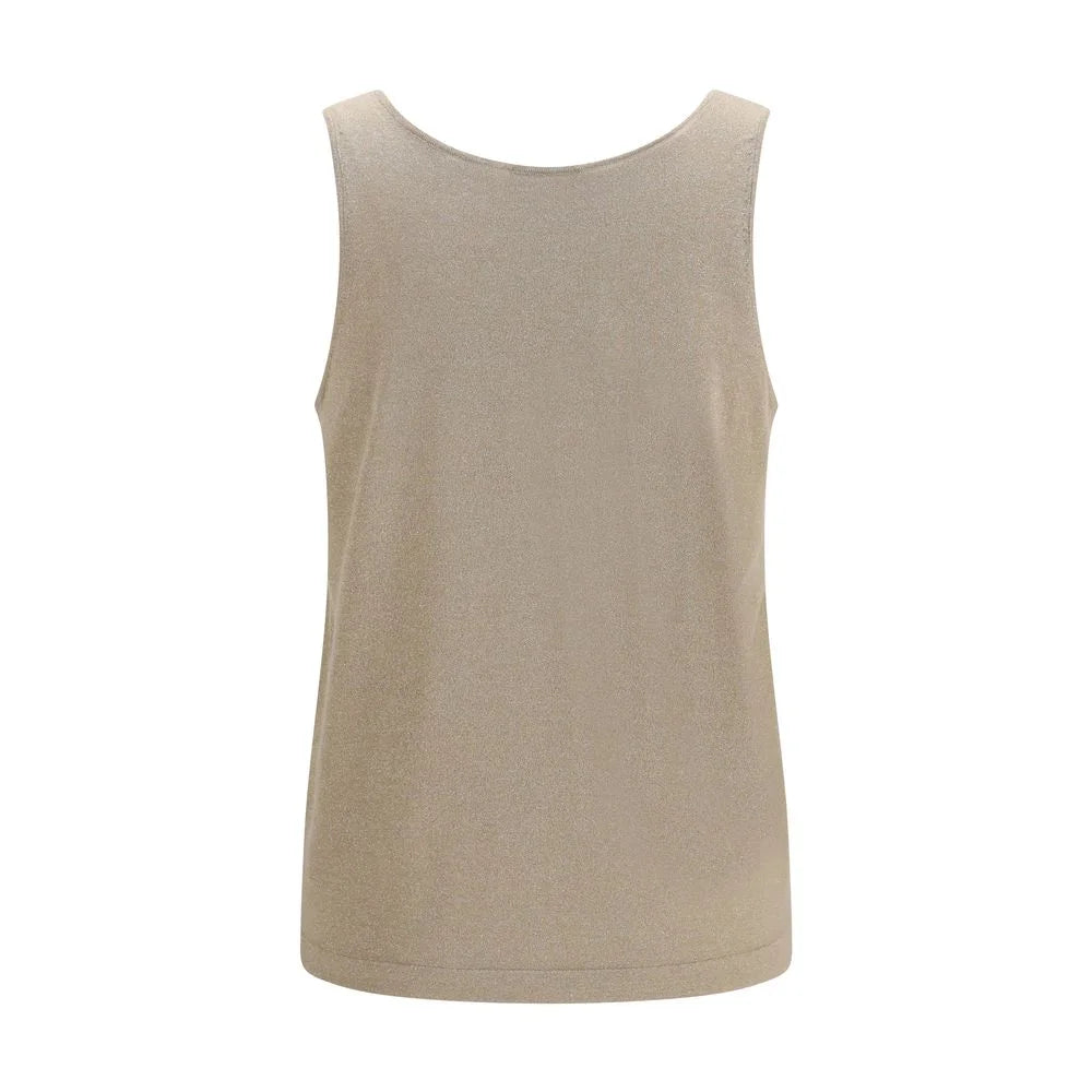 Brunello Cucinelli Beige Cashmere Sleeveles T-Shirt - L