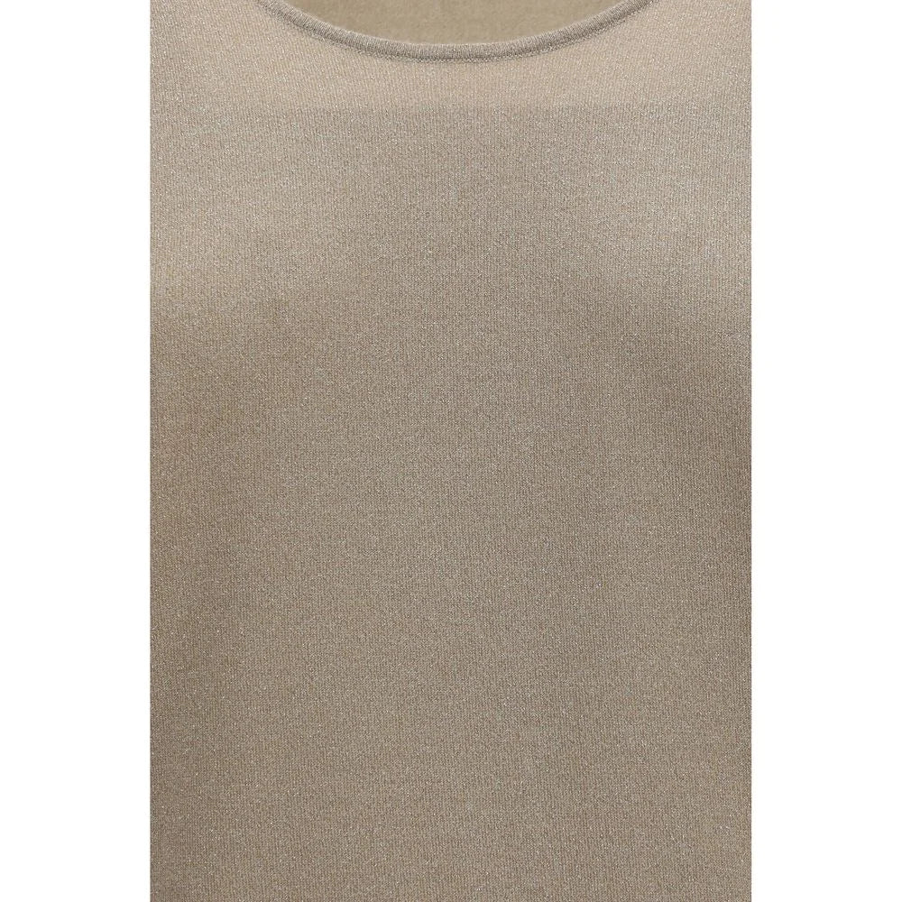 Brunello Cucinelli Beige Cashmere Sleeveles T-Shirt - L