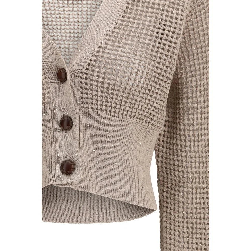 Brunello Cucinelli Beige Cotton Cardigan - L