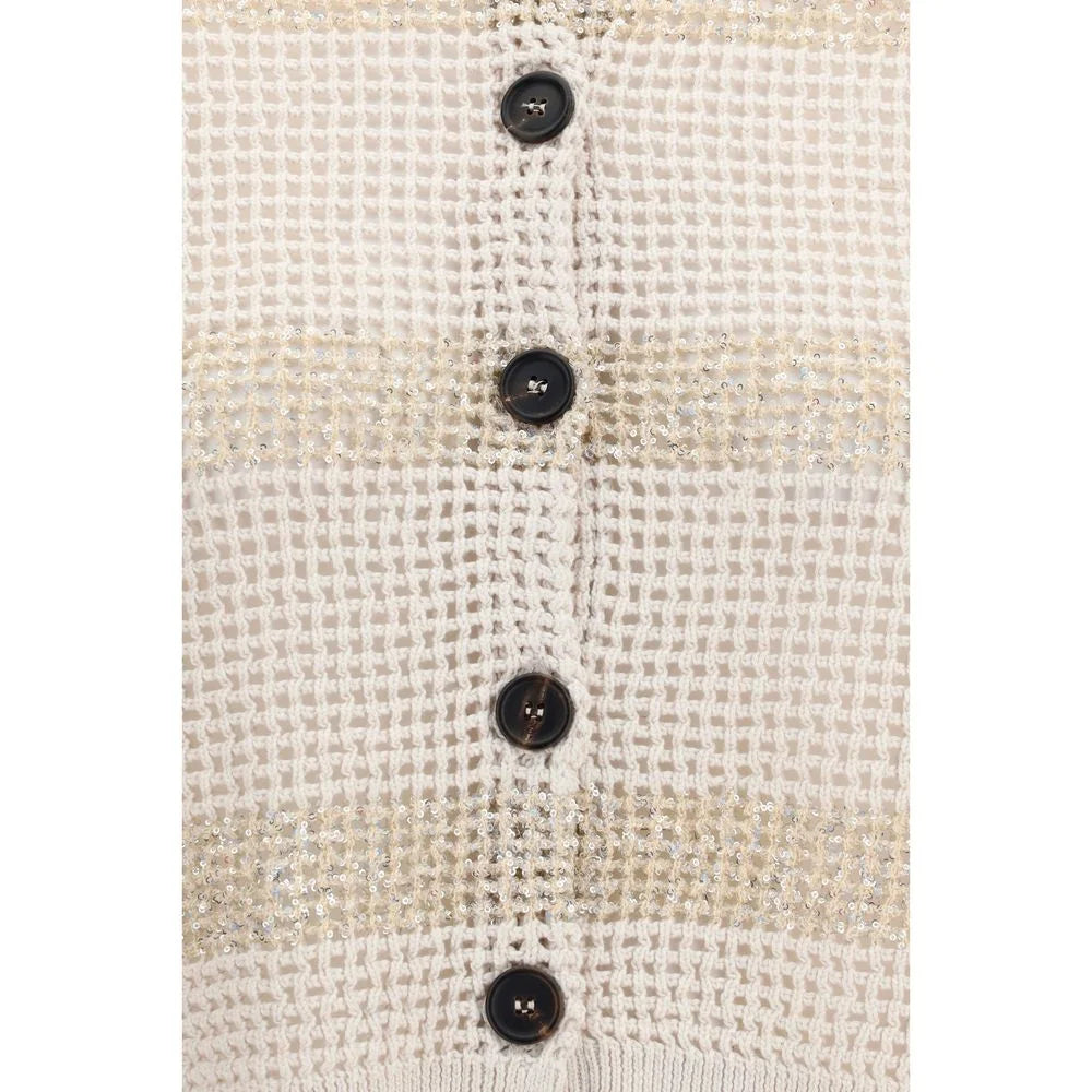 Brunello Cucinelli Beige Cotton Cardigan - M