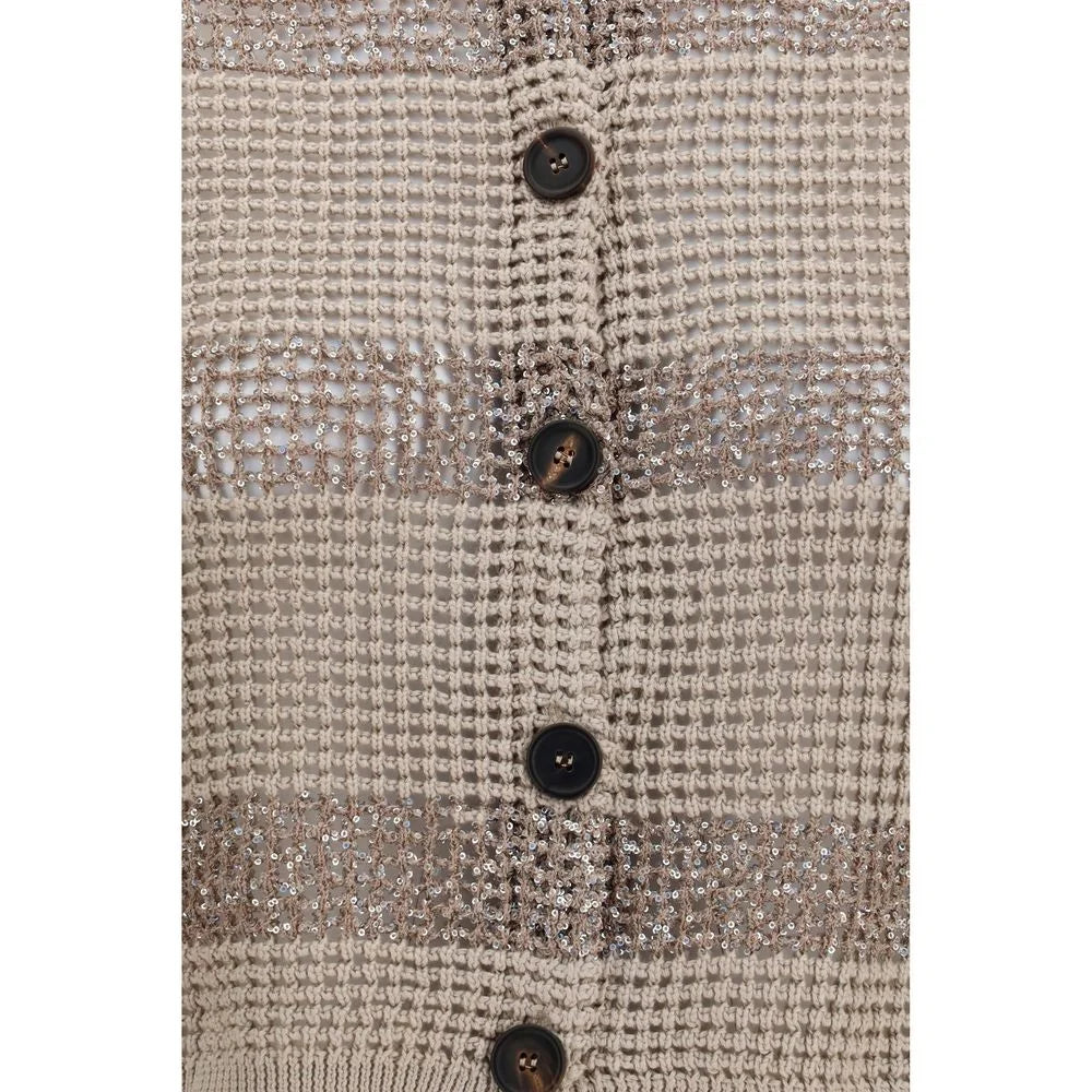Brunello Cucinelli Beige Cotton Cardigan - XS