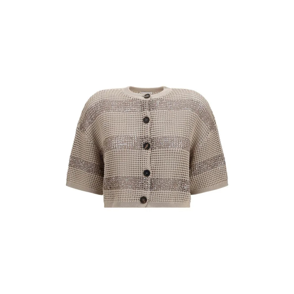 Brunello Cucinelli Beige Cotton Cardigan - XS