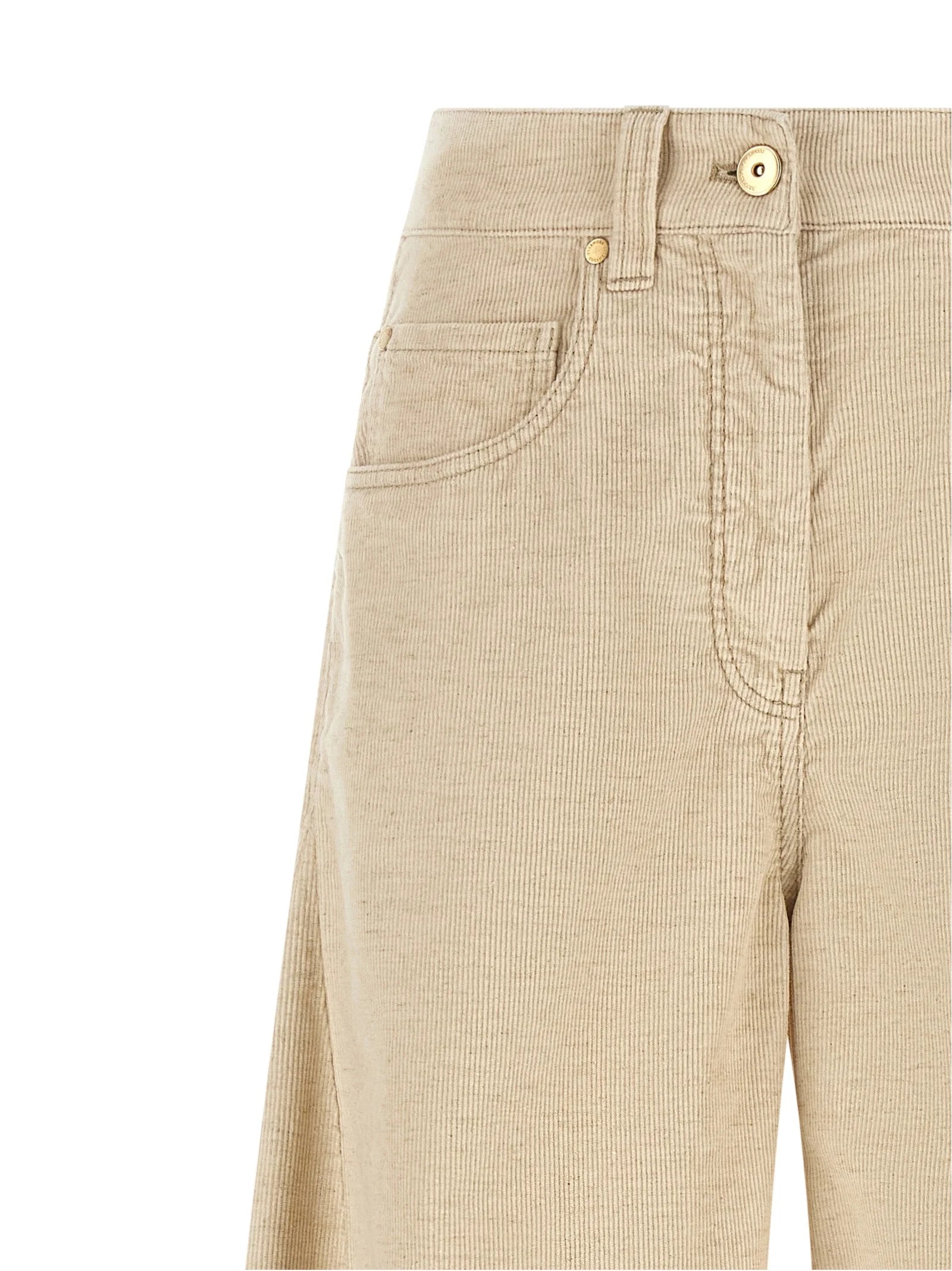 Brunello Cucinelli Beige Cotton Casual Pants