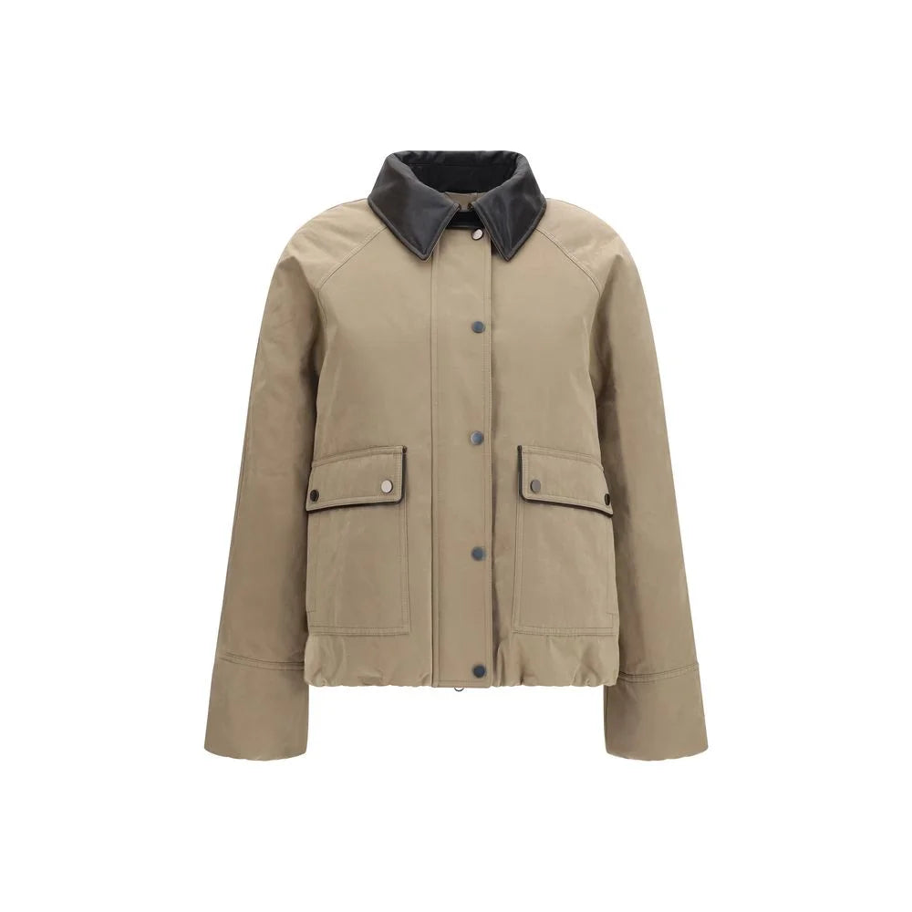 Brunello Cucinelli Beige Cotton Leather Jacket