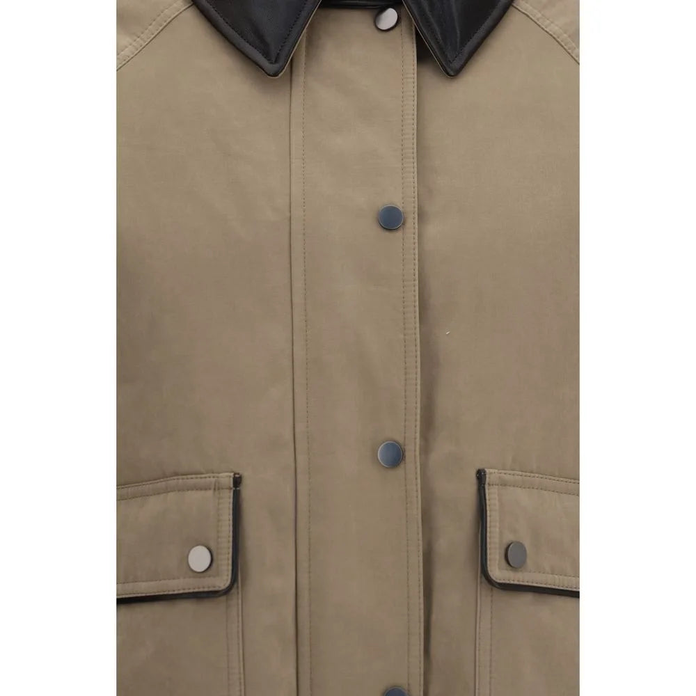 Brunello Cucinelli Beige Cotton Leather Jacket