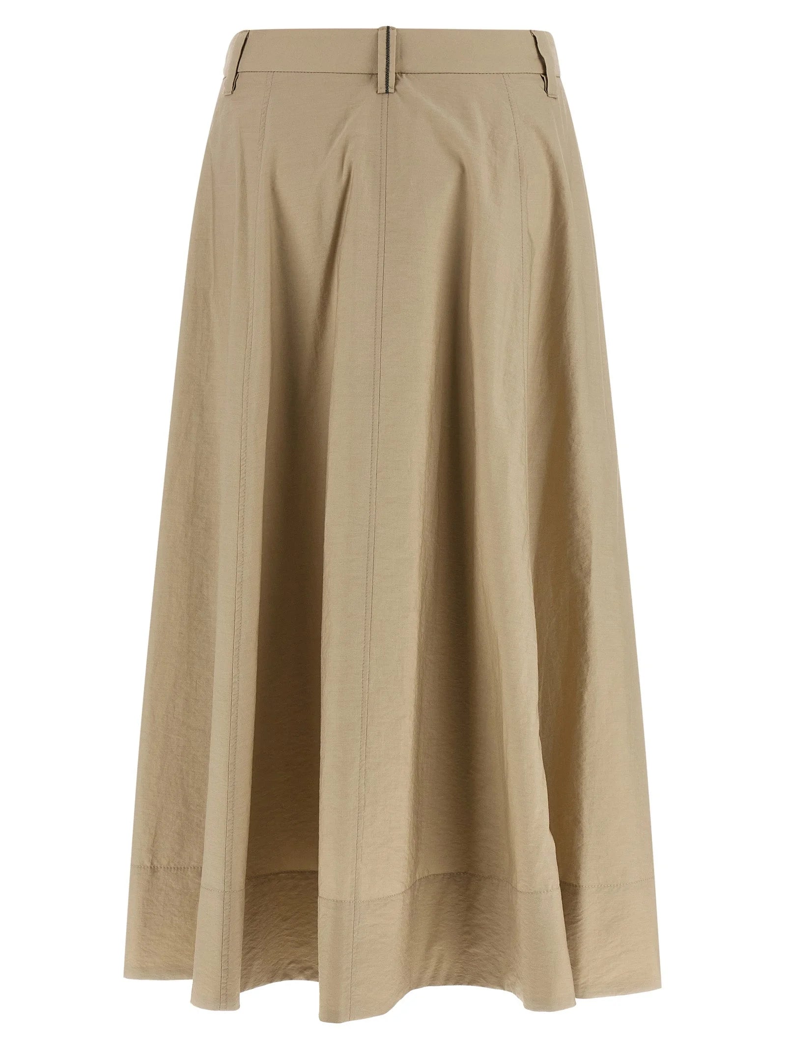 Brunello Cucinelli Beige Cotton Midi Skirt