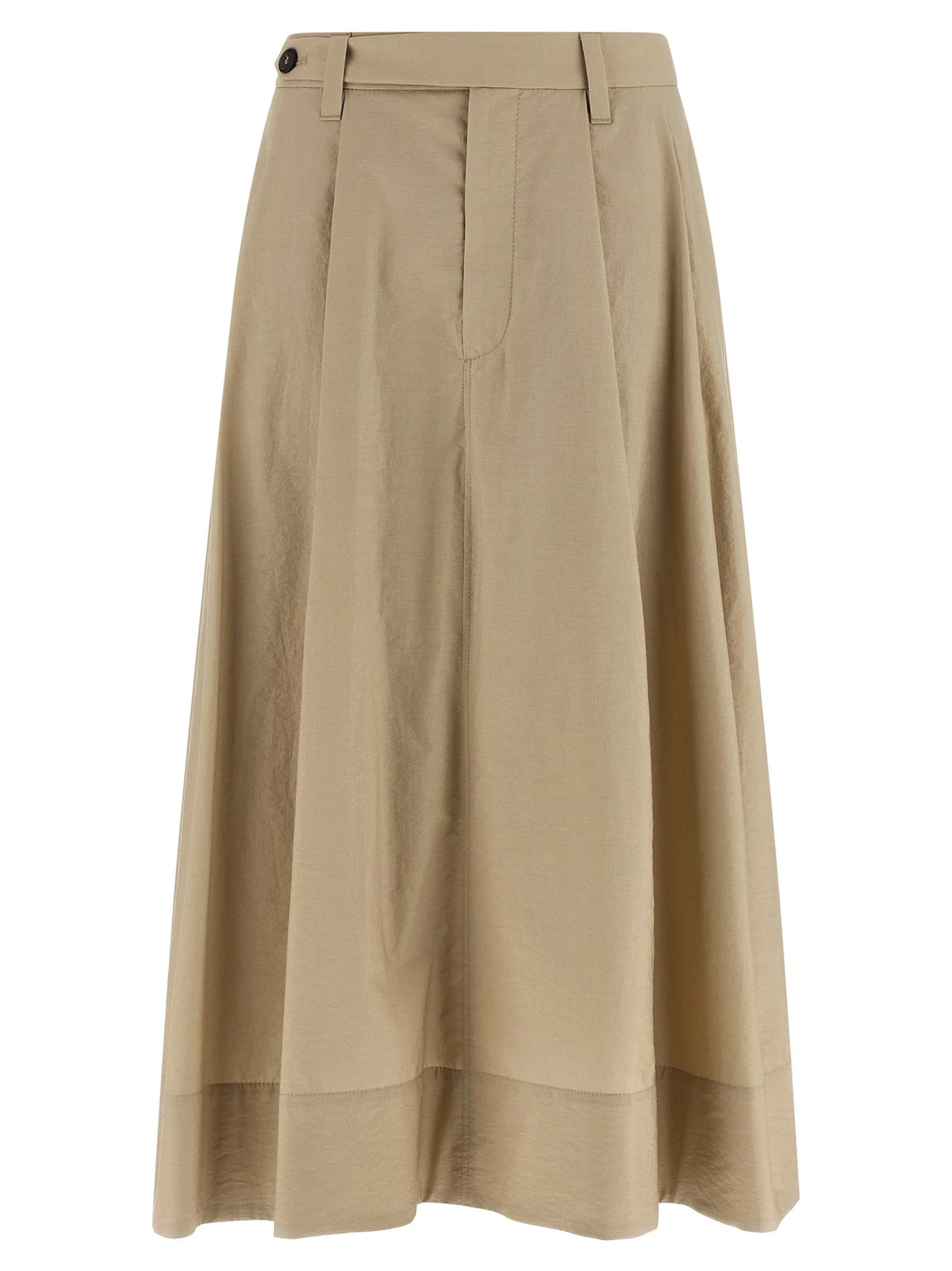 Brunello Cucinelli Beige Cotton Midi Skirt