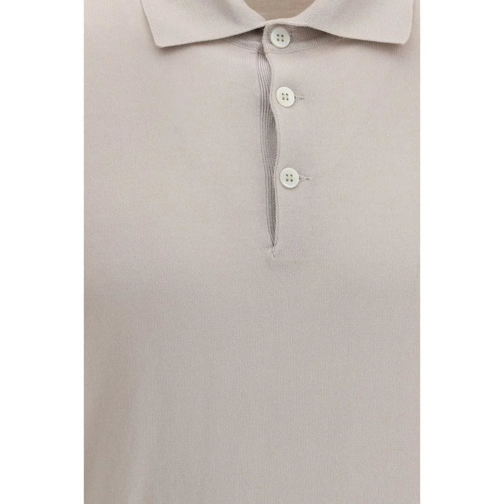 Brunello Cucinelli Beige Cotton Polo Shirt