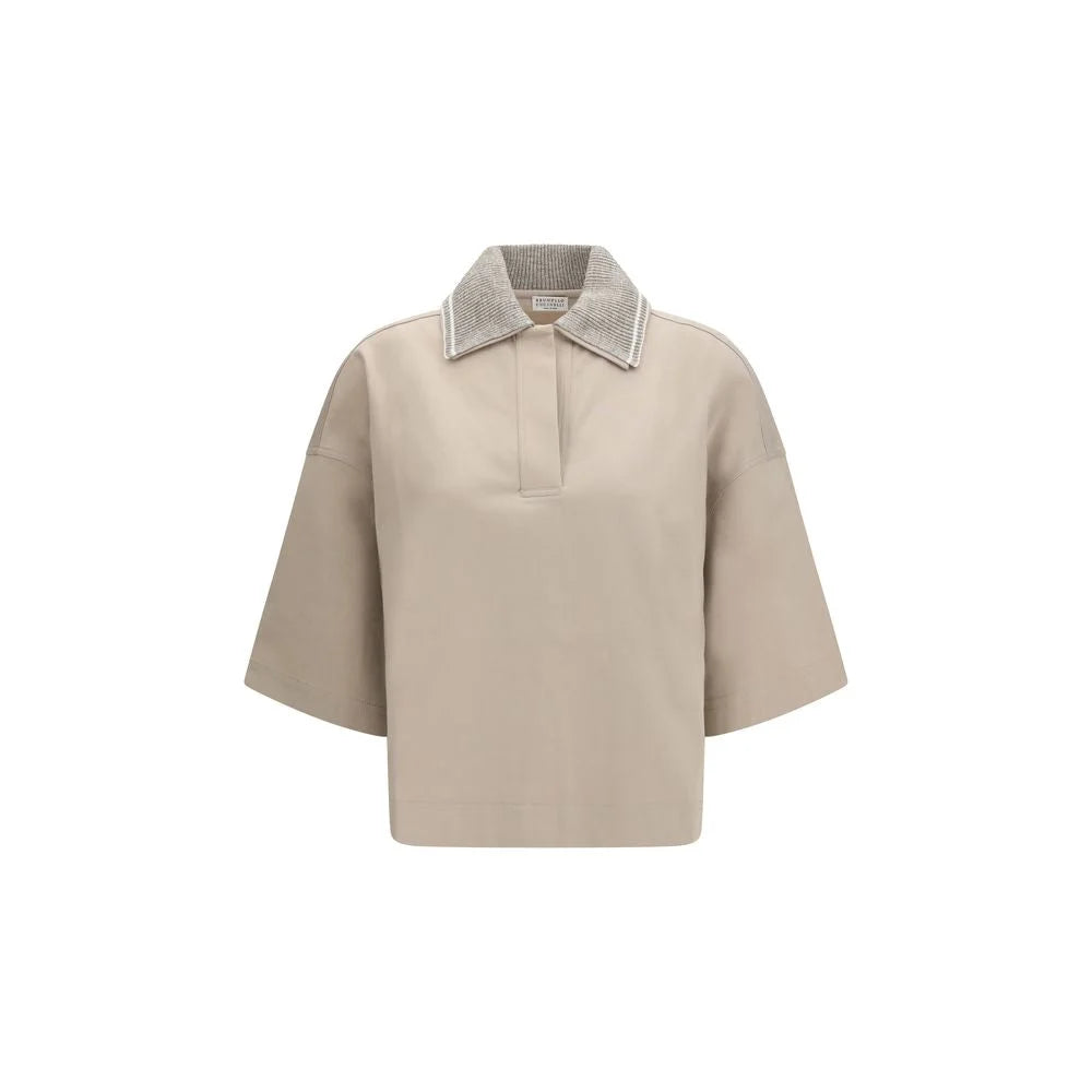 Brunello Cucinelli Beige Cotton Polo Shirt