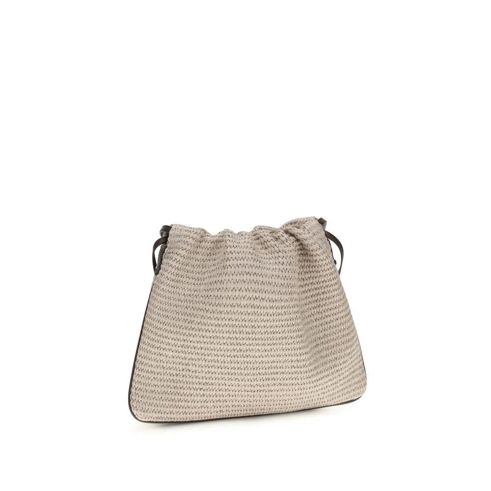 Brunello Cucinelli Beige Cotton Shoulder Bag
