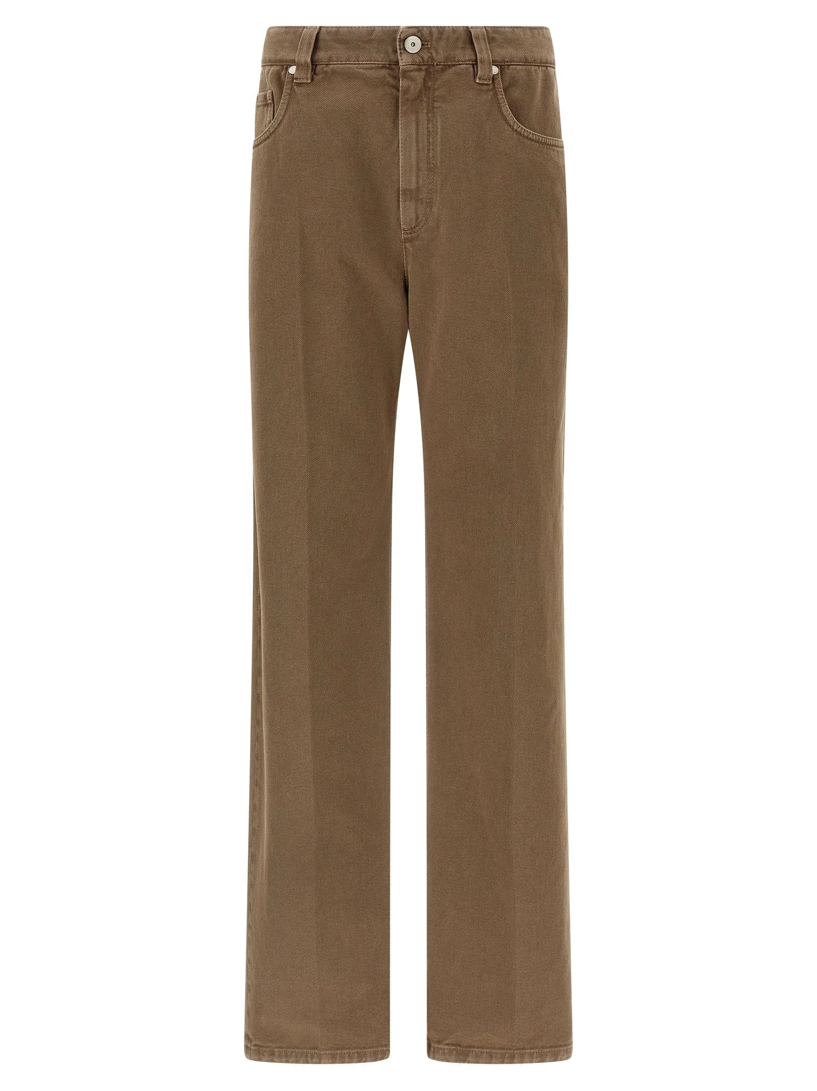 Brunello Cucinelli Beige Cotton Straight-Leg Jeans