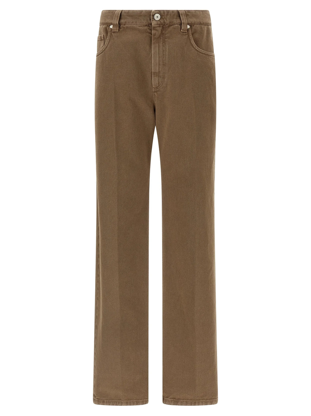 Brunello Cucinelli Beige Cotton Straight-Leg Jeans