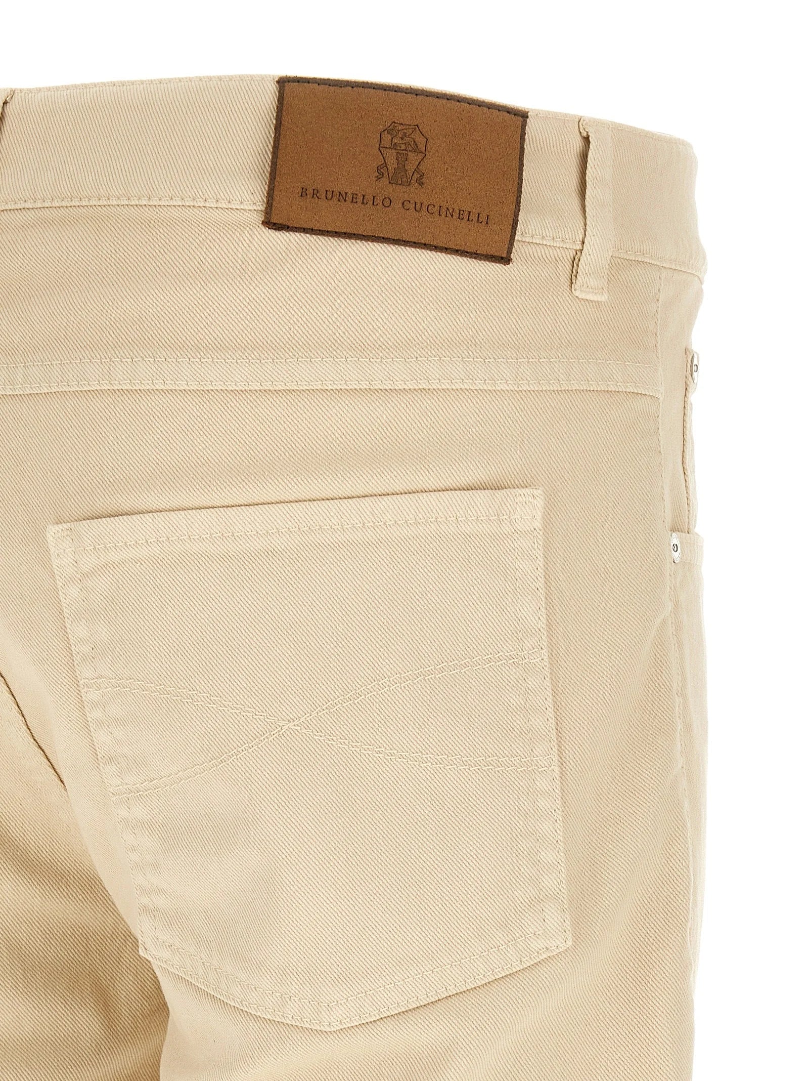 Brunello Cucinelli Beige Cotton Straight-Leg Jeans