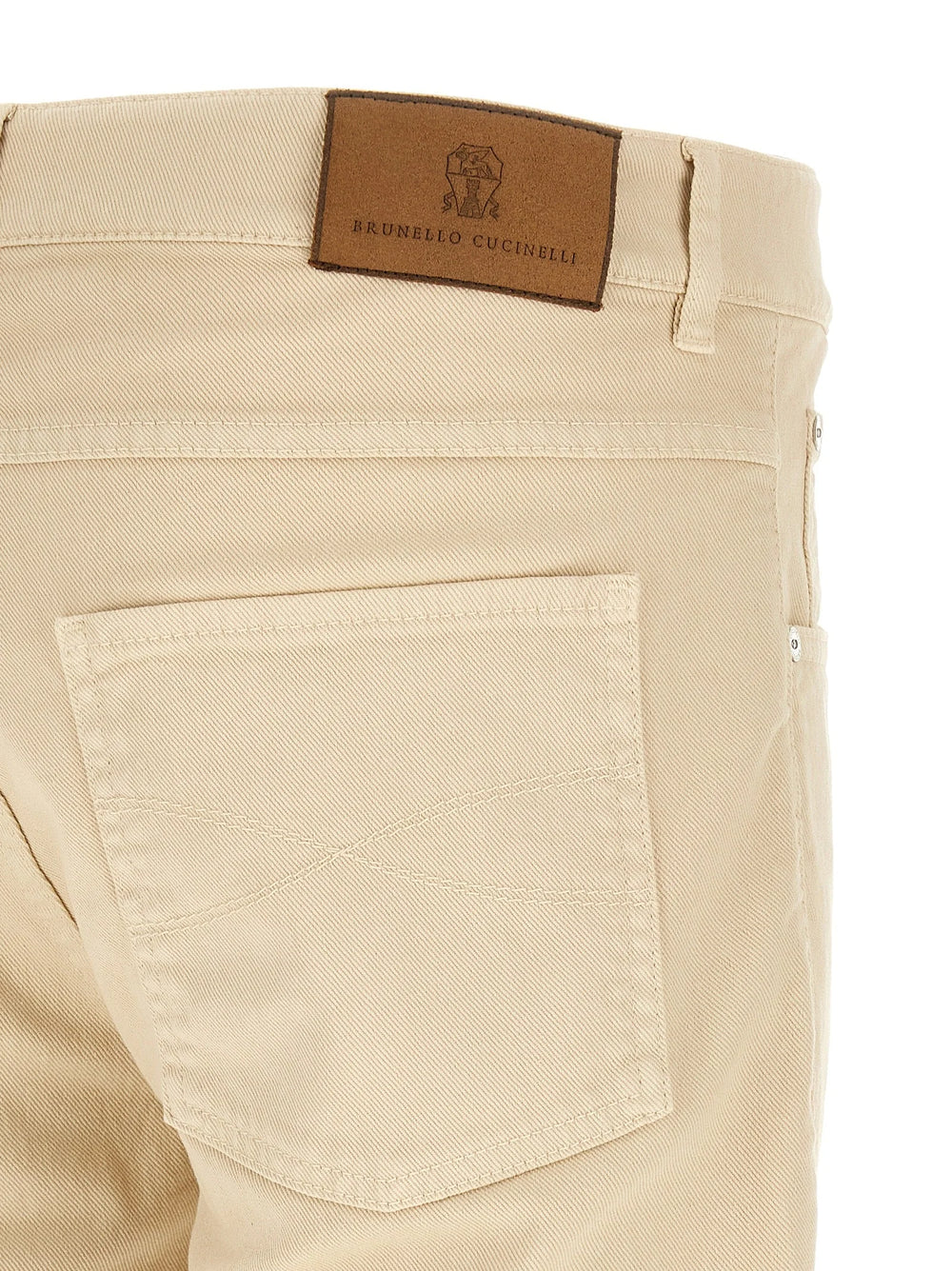 Brunello Cucinelli Beige Cotton Straight-Leg Jeans