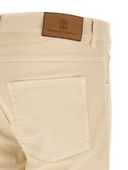 Brunello Cucinelli Beige Cotton Straight-Leg Jeans