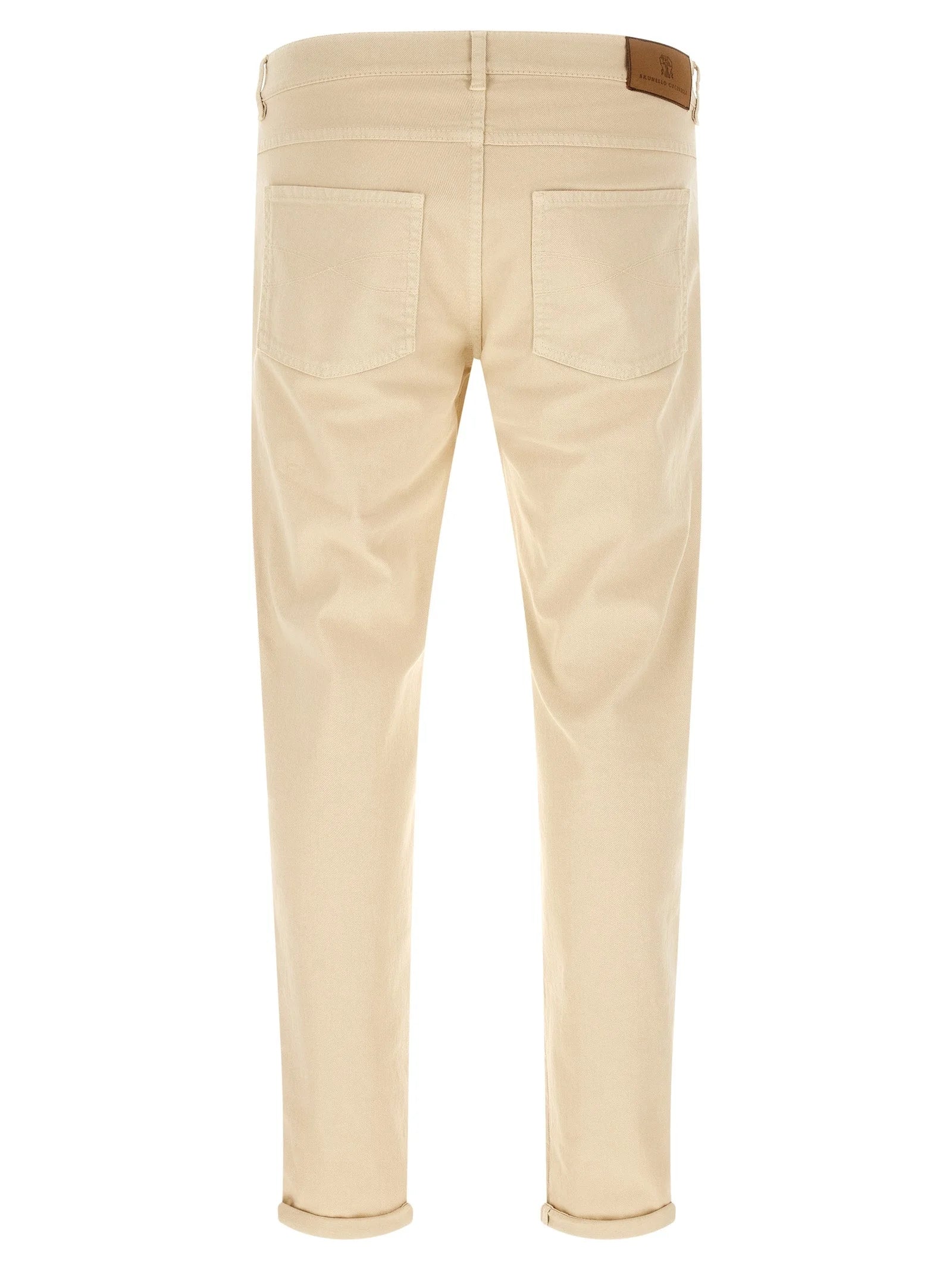 Brunello Cucinelli Beige Cotton Straight-Leg Jeans