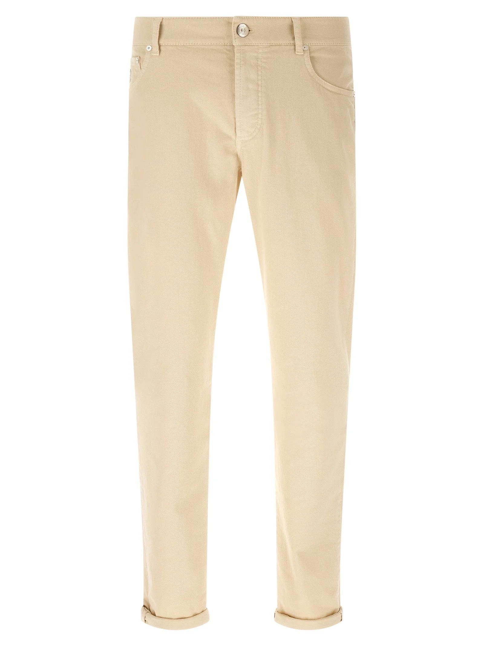 Brunello Cucinelli Beige Cotton Straight-Leg Jeans