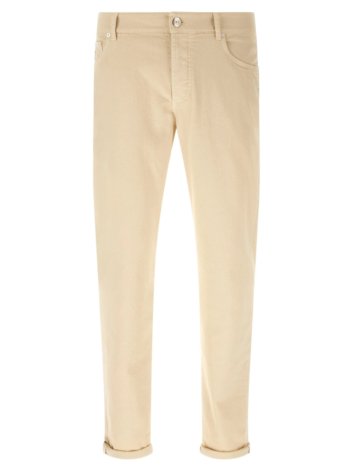 Brunello Cucinelli Beige Cotton Straight-Leg Jeans
