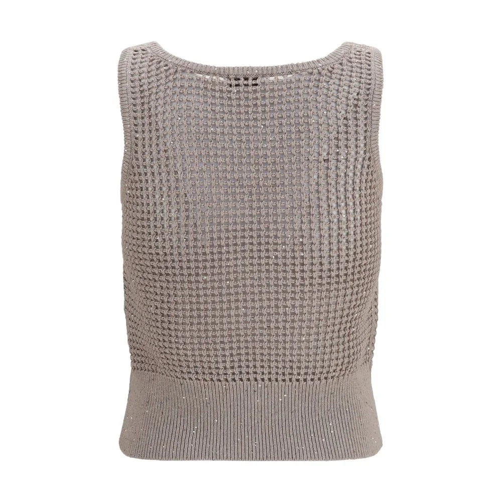 Brunello Cucinelli Beige Cotton Tank Tops - M