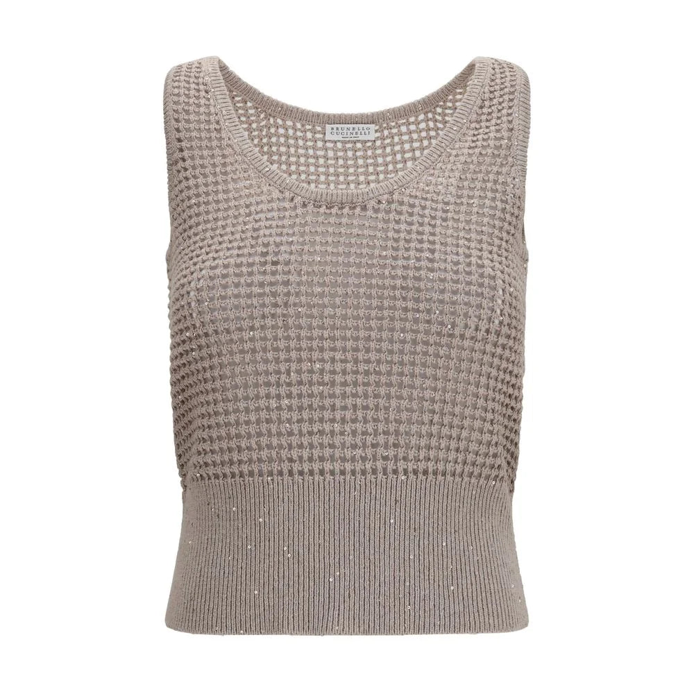 Brunello Cucinelli Beige Cotton Tank Tops - M