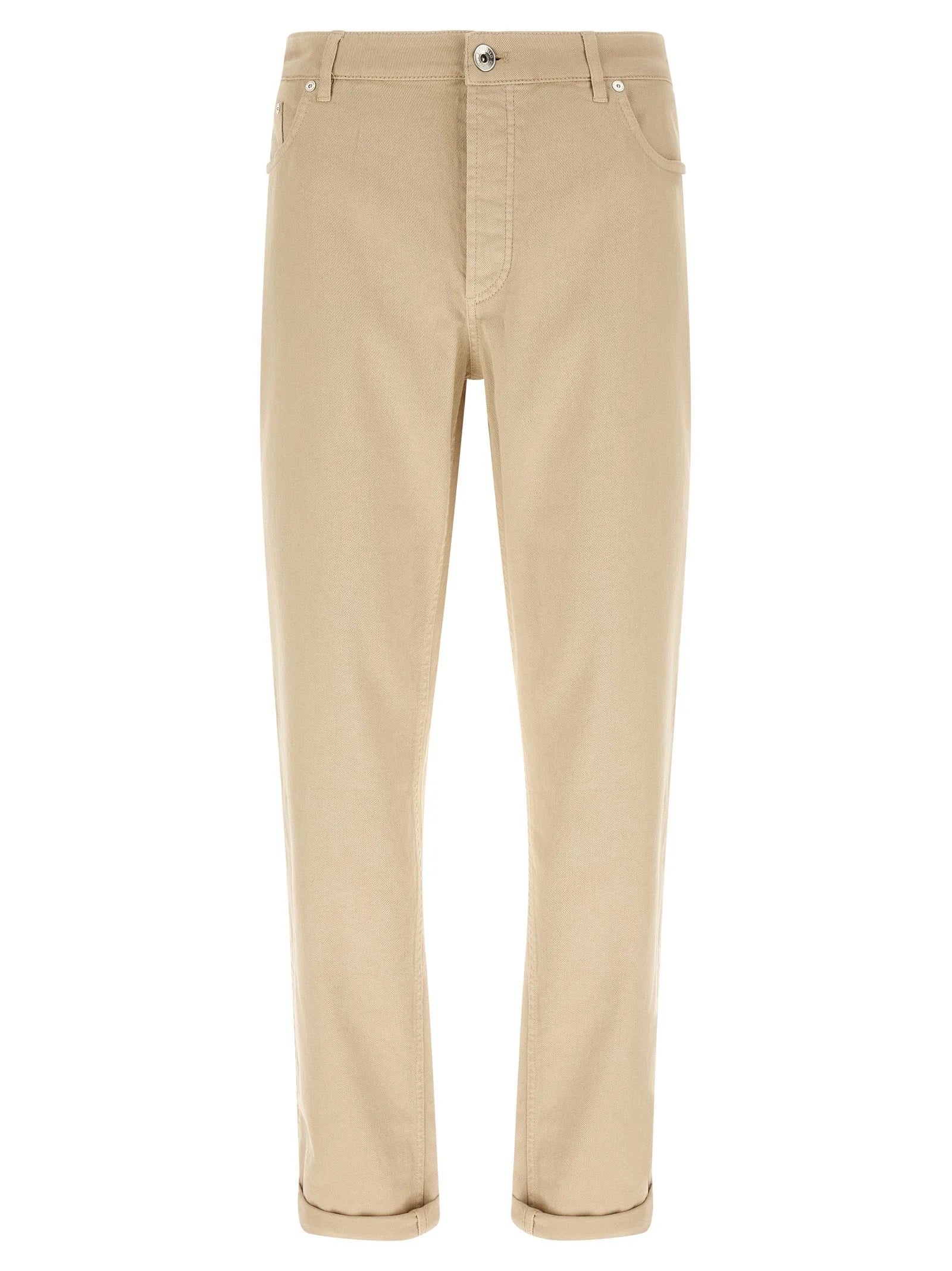 Brunello Cucinelli Beige Cotton Tapered Jeans