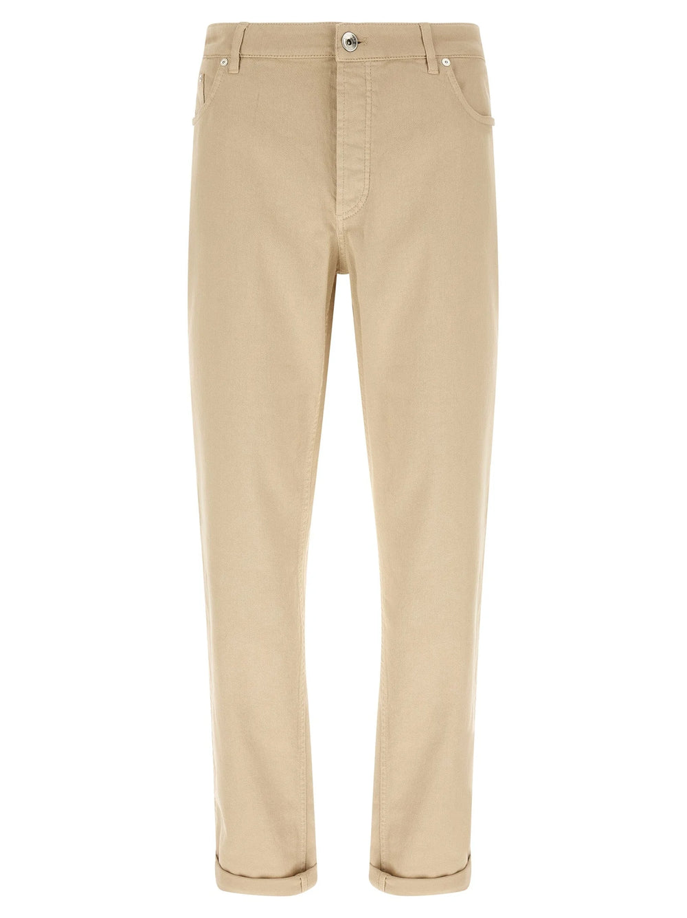 Brunello Cucinelli Beige Cotton Tapered Jeans