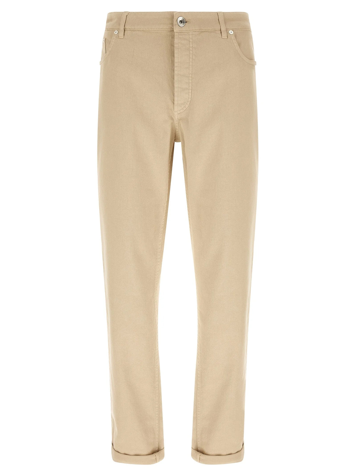 Brunello Cucinelli Beige Cotton Tapered Jeans