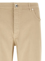 Brunello Cucinelli Beige Cotton Tapered Jeans