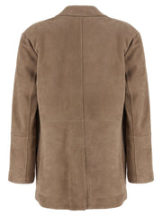 Brunello Cucinelli Beige Lamb Leather Blazer