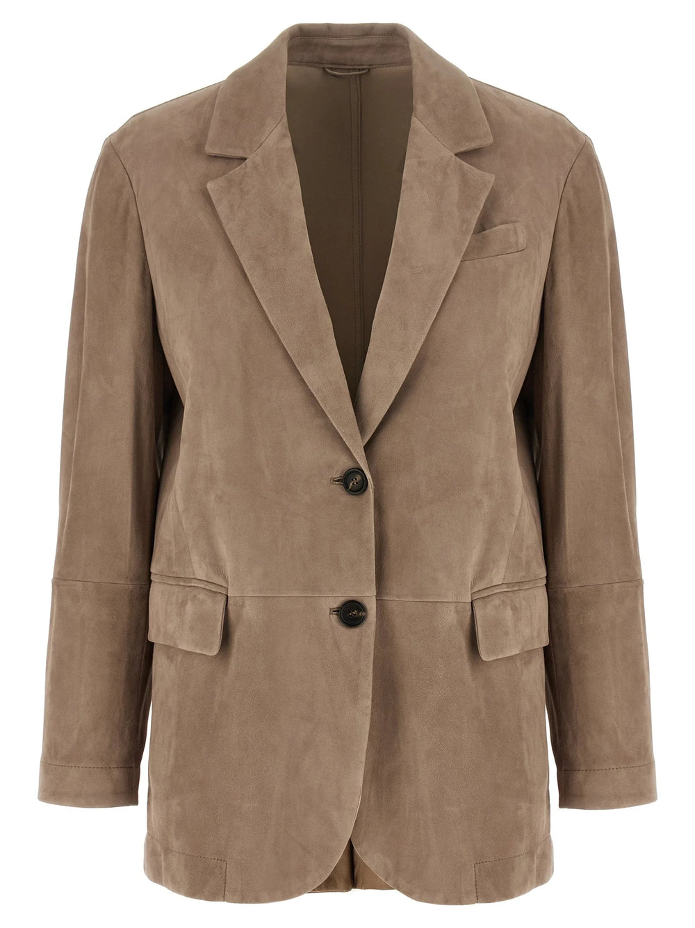 Brunello Cucinelli Beige Lamb Leather Blazer