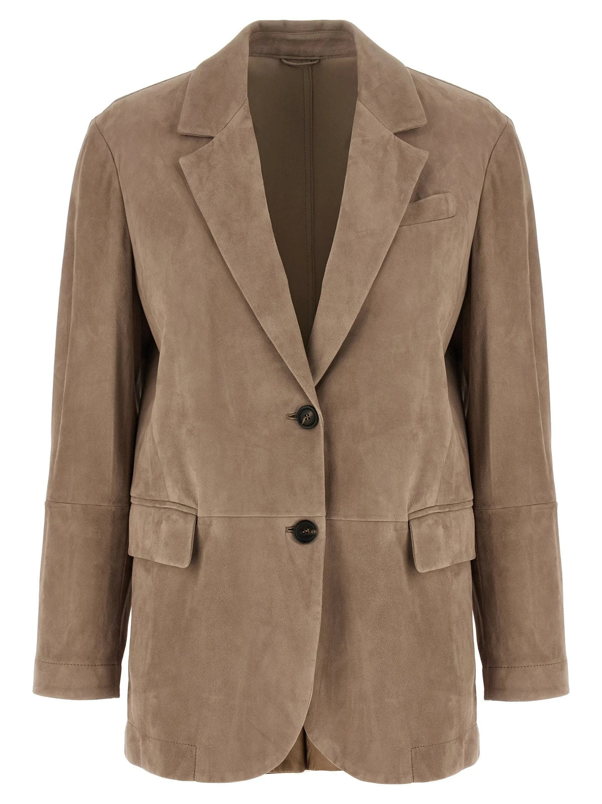Brunello Cucinelli Beige Lamb Leather Blazer