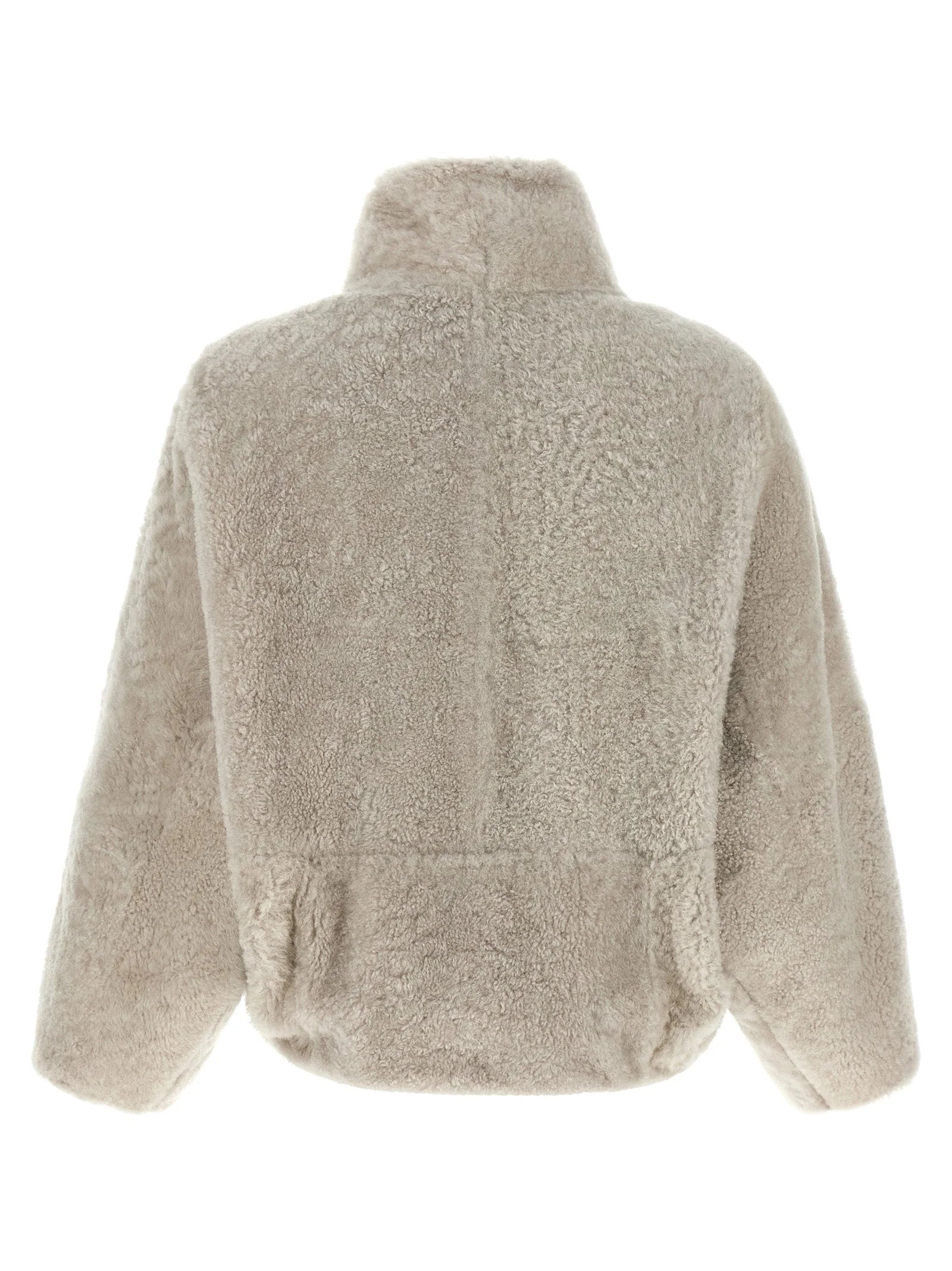 Brunello Cucinelli Beige Lamb Leather Full-Length Jacket