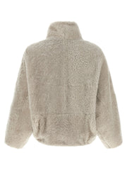 Brunello Cucinelli Beige Lamb Leather Full-Length Jacket