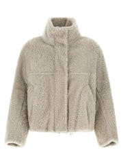 Brunello Cucinelli Beige Lamb Leather Full-Length Jacket