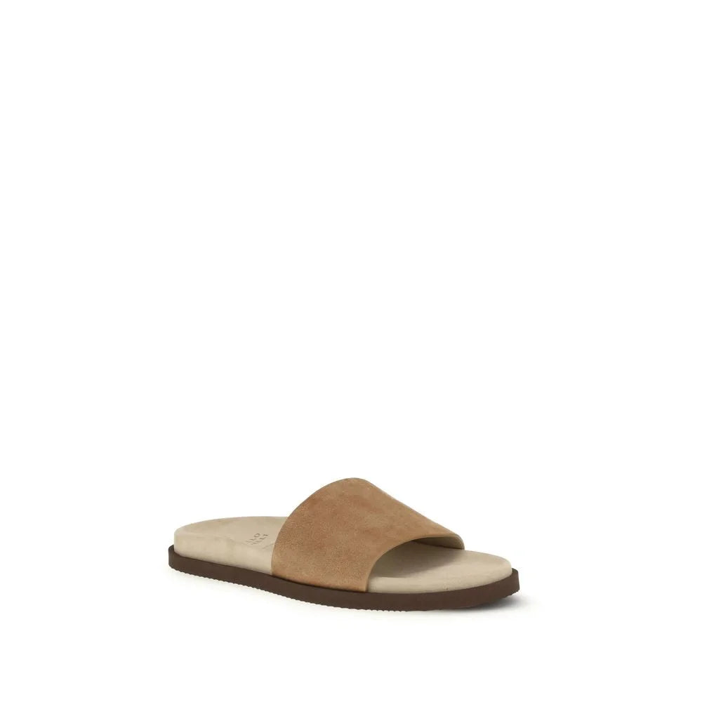 Brunello Cucinelli Beige Lamb Ovis Aries Aries Flat Sandals
