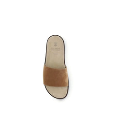 Brunello Cucinelli Beige Lamb Ovis Aries Aries Flat Sandals